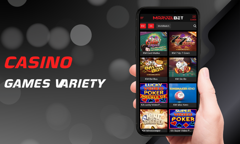 Games available for Indian players in the online casino section of the MarvelBet app