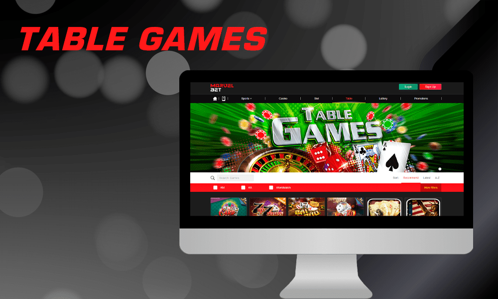 Table games that Indian users can play on the Marvelbet website